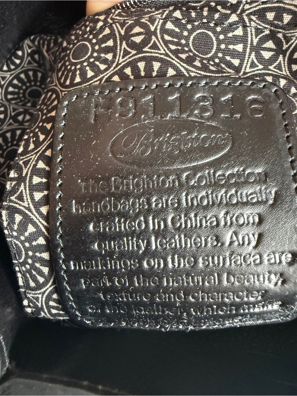 Brighton Black Floral-Embossed Shoulder Bag - Picture 6 of 7